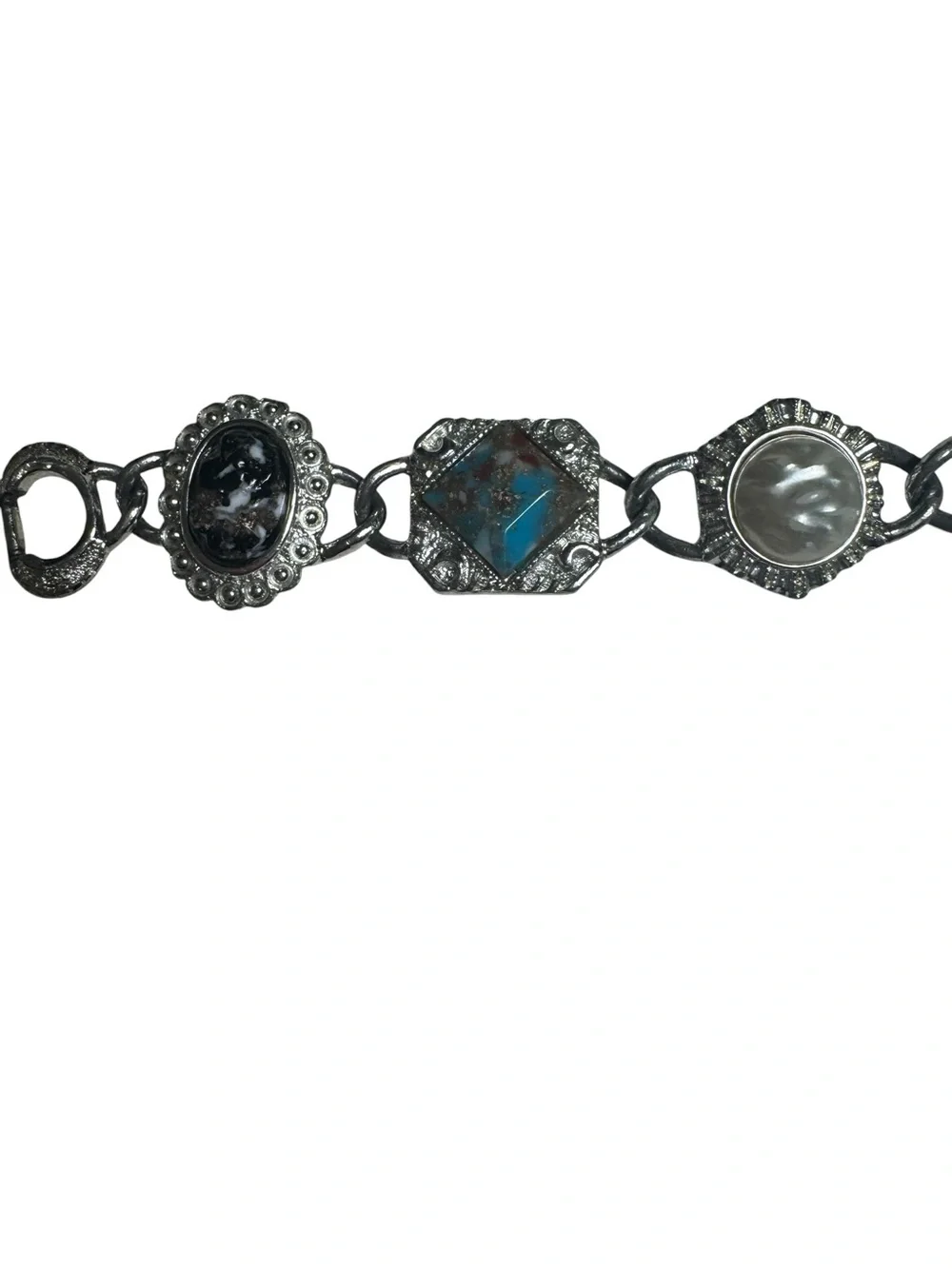 Sarah Coventry Silver Tone Faux Gemstone Panel Bracelet - Picture 4 of 10